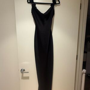 Altar'd State Black Satin Maxi Slip Dress